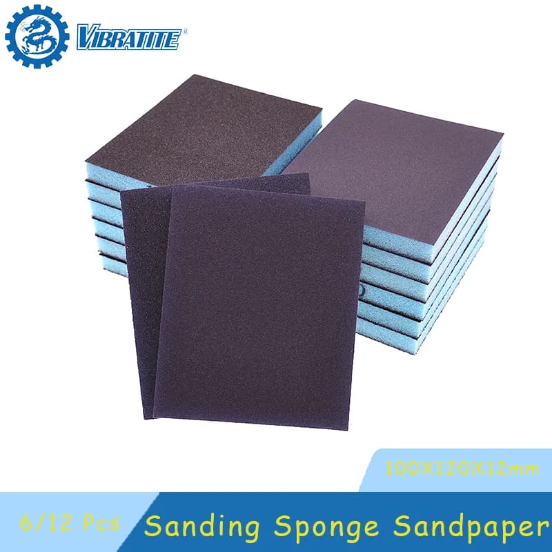 Carta vetrata in spugna abrasiva 100X120X12mm 6/12 pezzi Blocco abrasivo medio Lavabile e riutilizzabile Asciutto e bagnato per vernice per mobili in legno e metallo