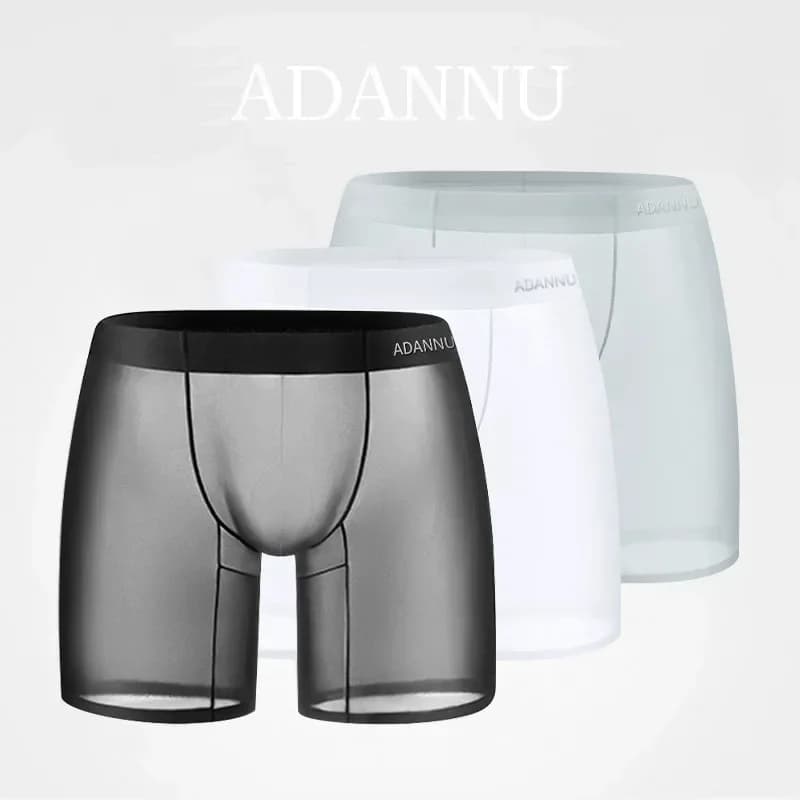 Men's Transparent Ice Silk Boxer 0.01 Ultra-thin Fabric See Through Underwear Boxers Seamless