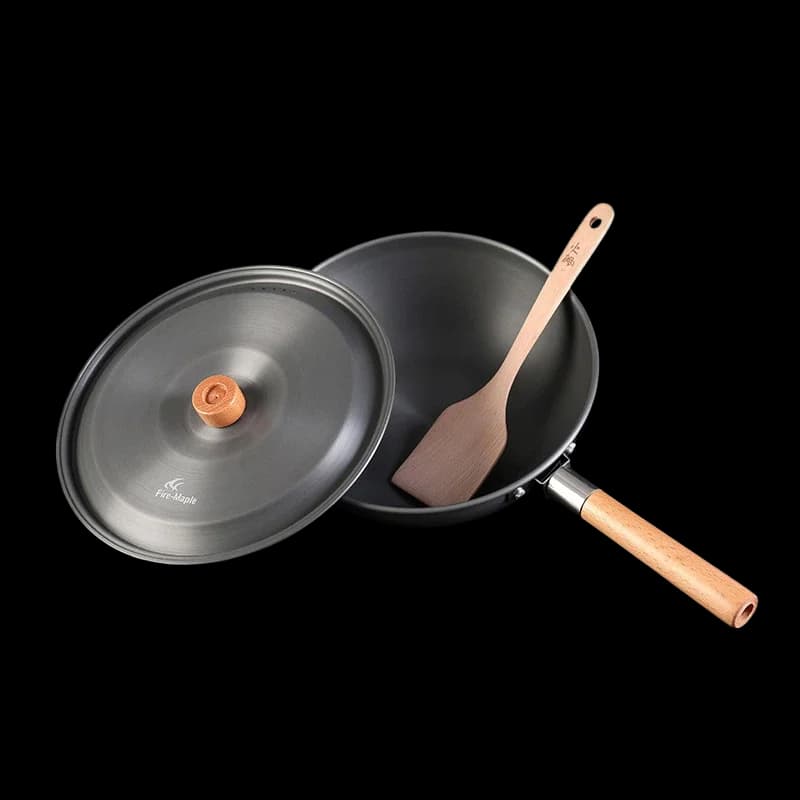 China Style Tile, Single Tablet for Camping, Long Handle in beech wood, Portable and removable, Picnic pan