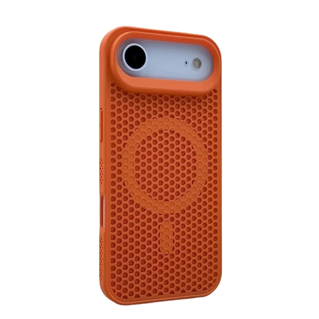 Custodia Traspirante a Nido d'Ape Rinfrescante per iPhone 17 Air 16 15 14 13 12 Plus Pro Max, Design Cavo per Cover Magnetica MagSafe