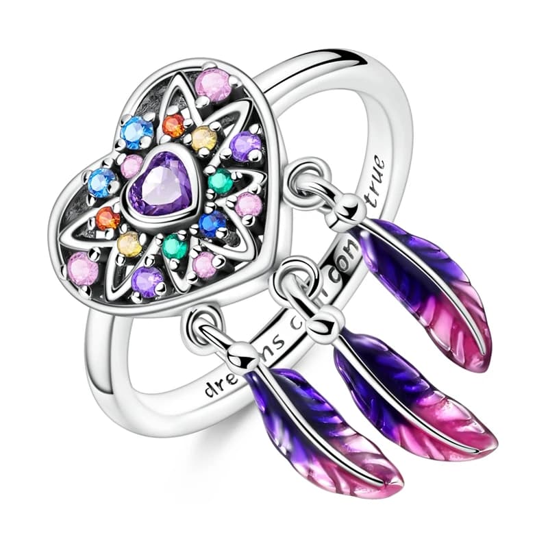 New Original 925 Sterling Silver Dreamy Heart-Shaped Dream Catcher Ring For Women Fit Wedding Party Jewelry Gifts