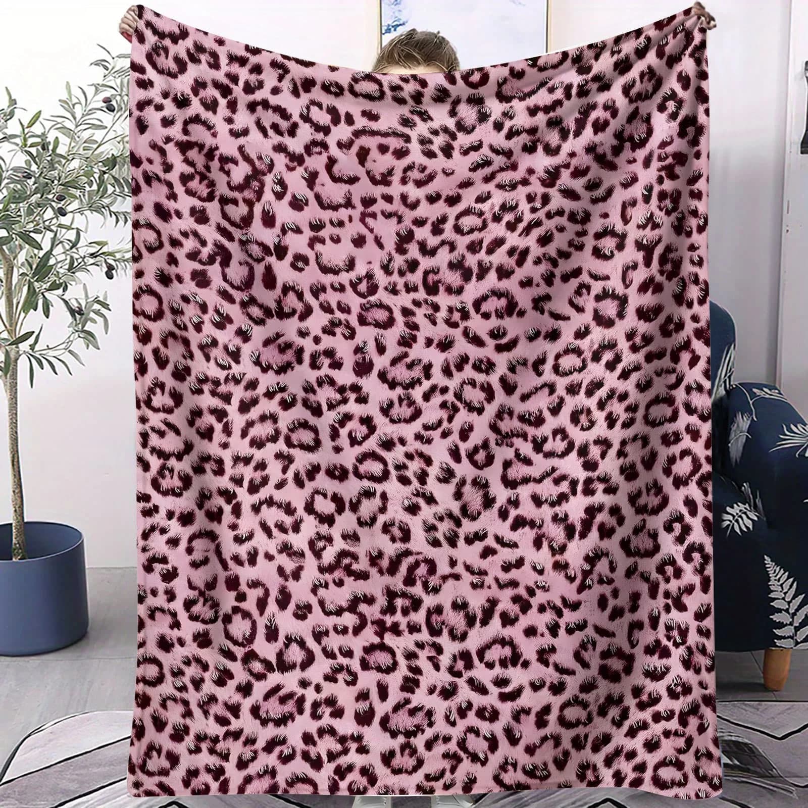 Coperta in pile con stampa leopardata viola e nera - Stile selvaggio e delicato, plaid in pile per letto, divano, decorazioni per la casa, adulti, bambini, regalo caldo e accogliente
