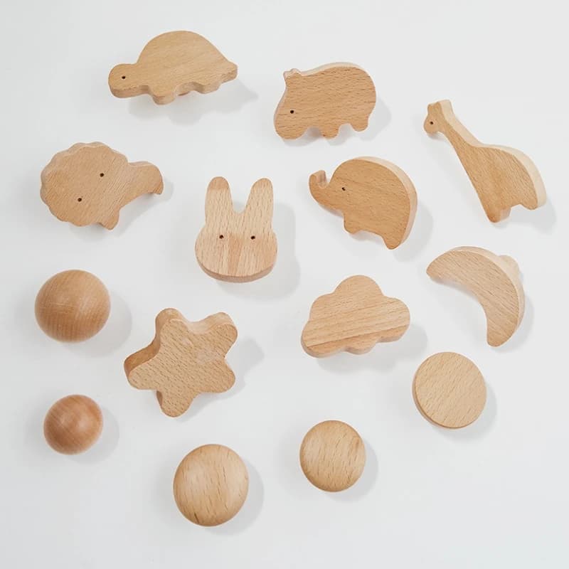 Maniglie per porte dell'armadio da cucina Ganci a nuvola in legno Maniglie per mobili Maniglie per mobili in legno per animali per armadi e cassetti Manopole per porte