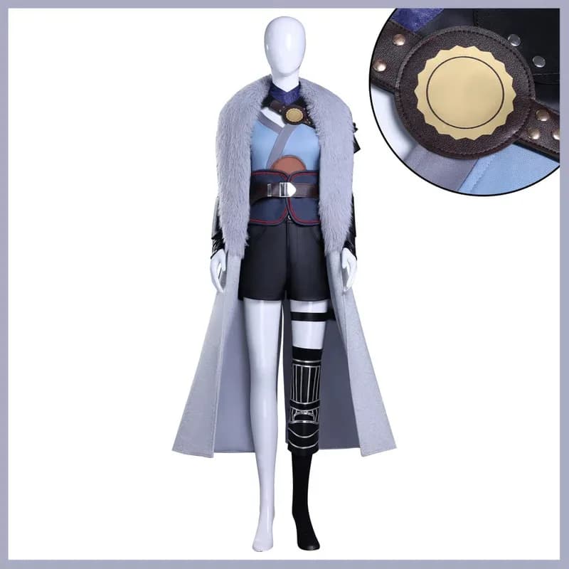 Gioco Incarnazione Bai Yuekui Costume Cosplay Ling Cage 2 Collo di pelliccia Mantello Cappotto Pantaloncini Parrucca uniforme Donna Carnevale Abiti natalizi;