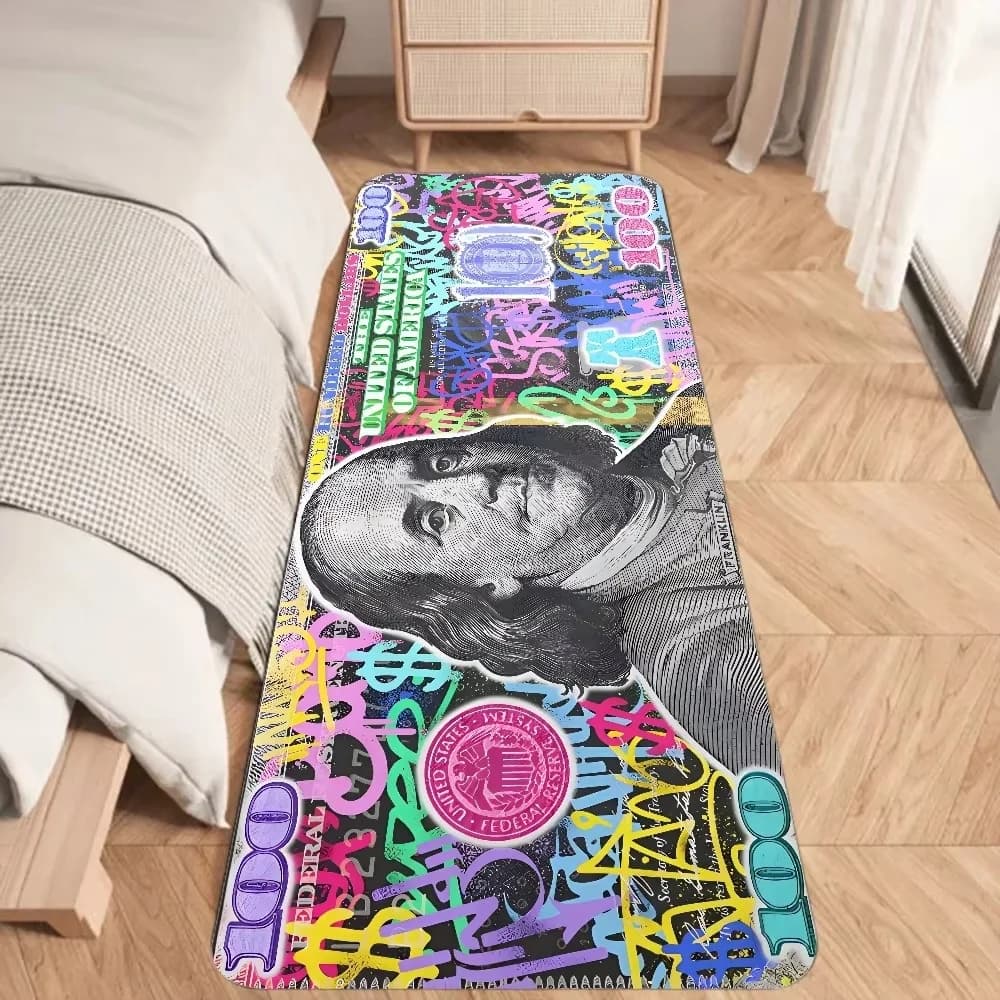 VIKAMA Hundred-Yuan US Dollar Corridor Carpet Soft Bedroom Bedside Rug Non-Slip Entrance Hall Mat Home Decoration
