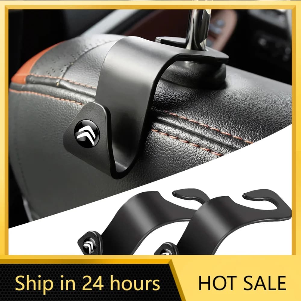 Car Sticker 2Pcs Car ABS Back Seat Storage Hook Holder Clips Accessories Citroen C1 C3 C4 C4L C5 C6 VTS C-Elysee C4-Picasso Auto