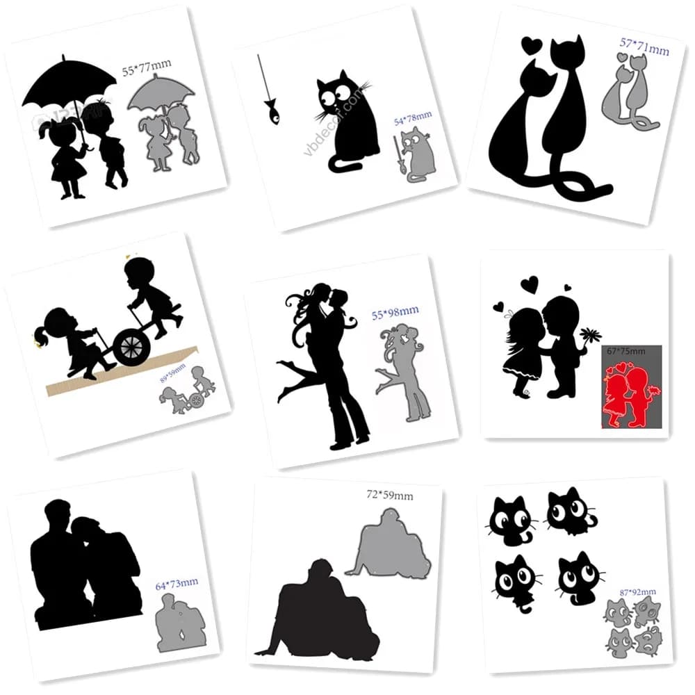 Fustelle in metallo coppia animale gatto Decorazione Scrapbook Carta artigianale Coltello Stampo Lama Punzonatrice Stencil