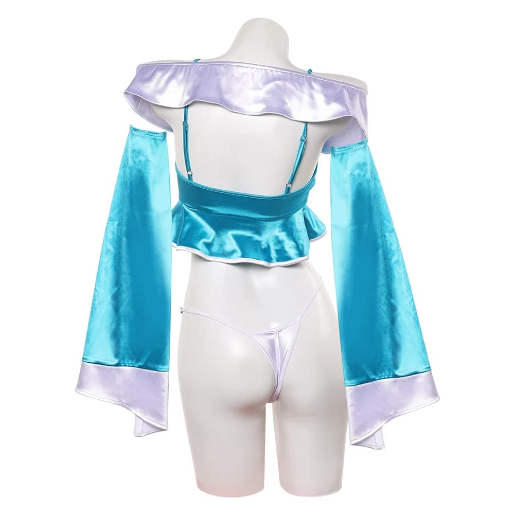 Costume da Principessa Rosalina, Lingerie Cosplay, Fantasia Cartoon, Completo Bikini con Top e Shorts, Outfit per Halloween e Carnevale