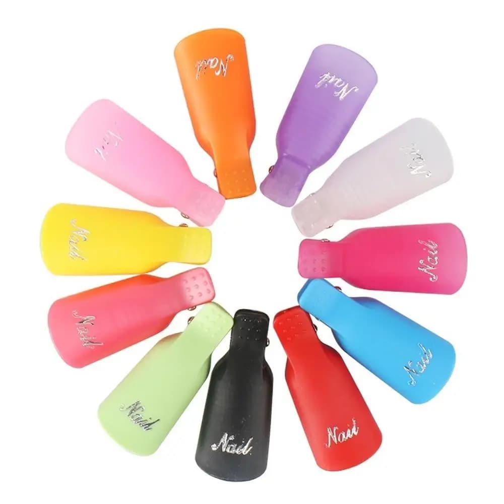 10 Pezzi Clip in Plastica per Rimozione Smalto Gel, Cuscinetti per Soak Off Unghie, Strumenti per la Pulizia e Sgrassatura delle Unghie delle Mani