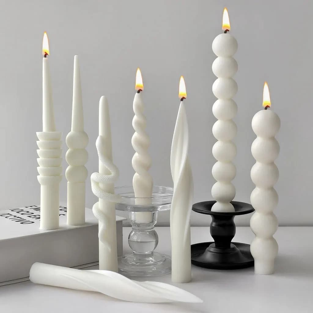 Stampo per candele geometrico a stelo lungo Stampo per candele aromatiche fatte a mano Stampi in silicone Torsione a spirale con palo lungo per realizzare candele
