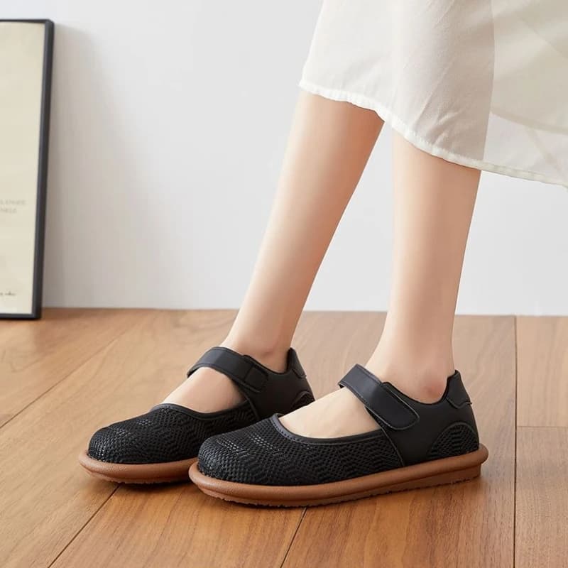 Women's Summer Espadrilles Breathable Mesh Fisherman Shoes Soft Sole Hook Loop Flat Closed Toe Casual Driving Loafers