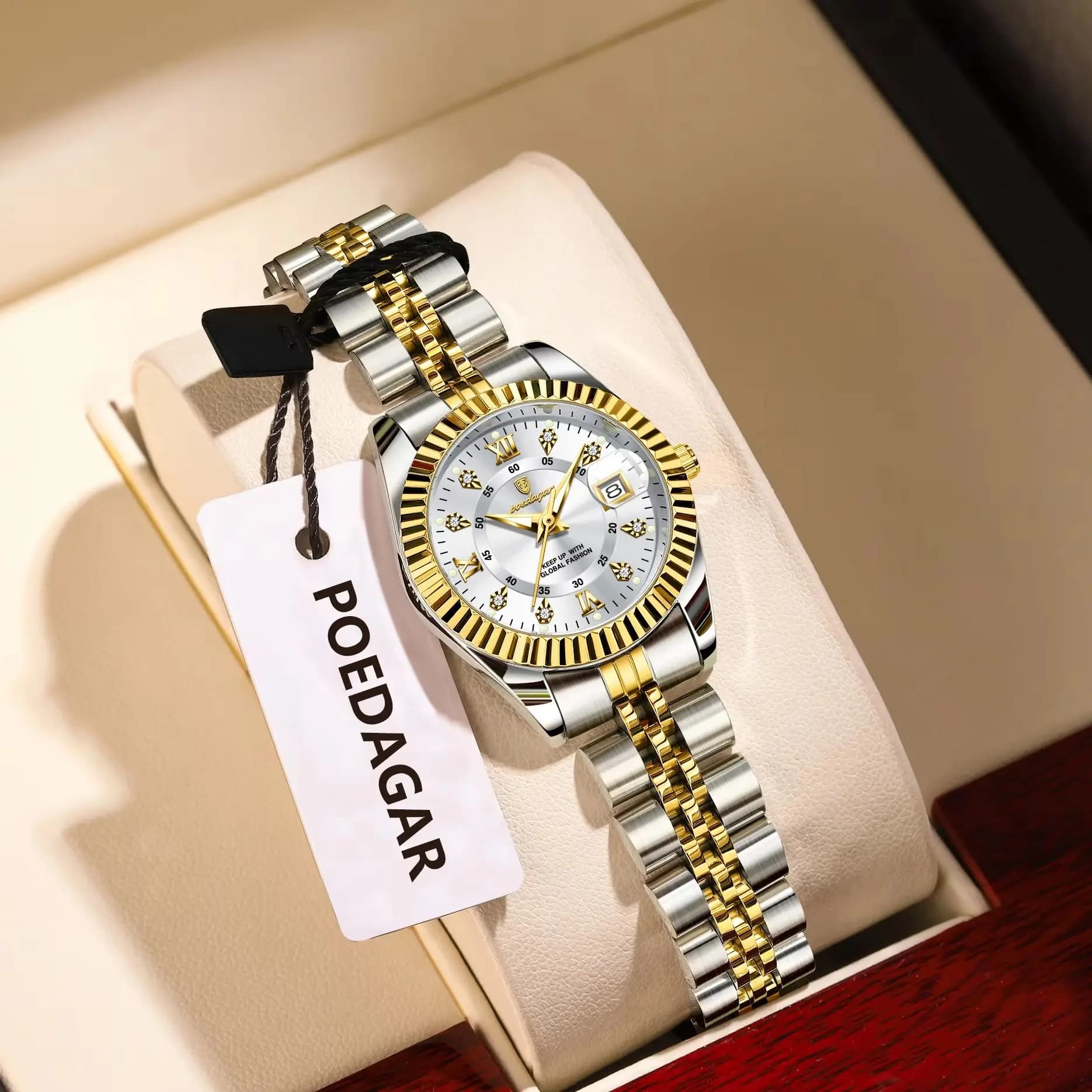POEDAGAR Fashionable Luxury Women's Wrist Watch Women's Watch with Waterproof Light Date for Fashionable Stainless Steel Women's Watch