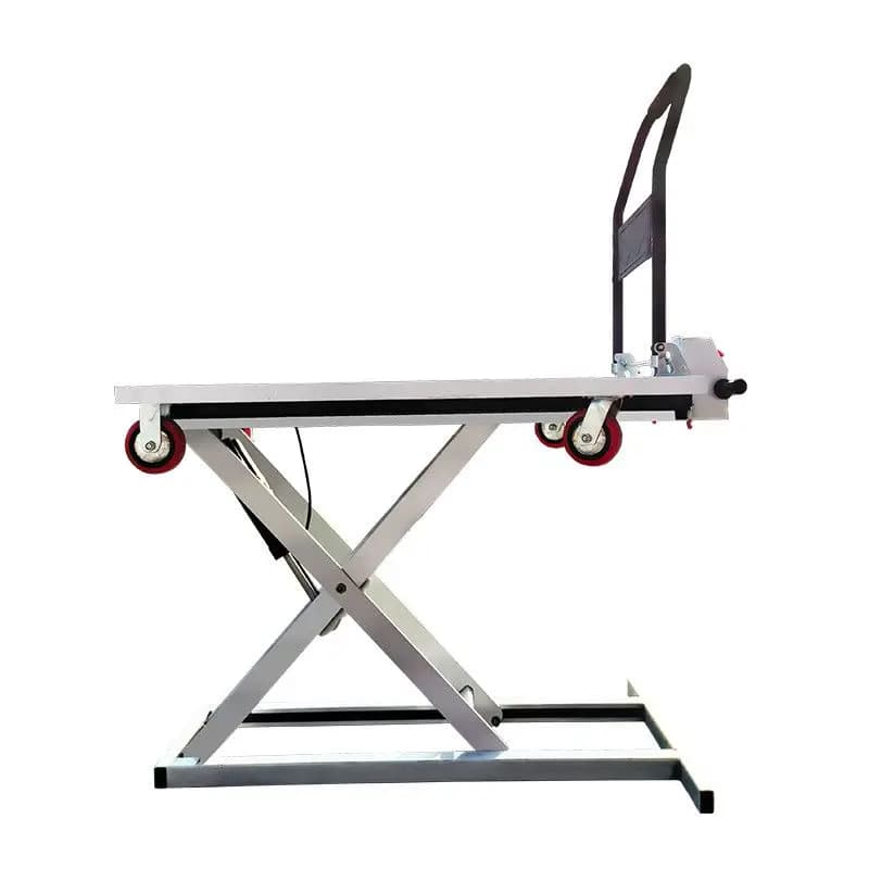 Portable Onboard Electric Hydraulic Scissor Lift Cart Automatic Lifting Mobile Flat Platform Transport Trolley