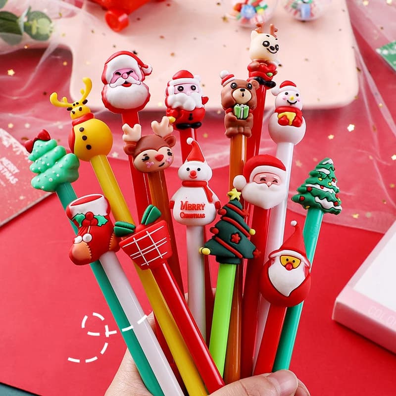 Simpatiche penne Gel a tema natalizio inchiostro nero Kawaii albero di natale alce regalo di babbo natale penna Gel per orsi forniture di cancelleria per ufficio scolastico 1 pz
