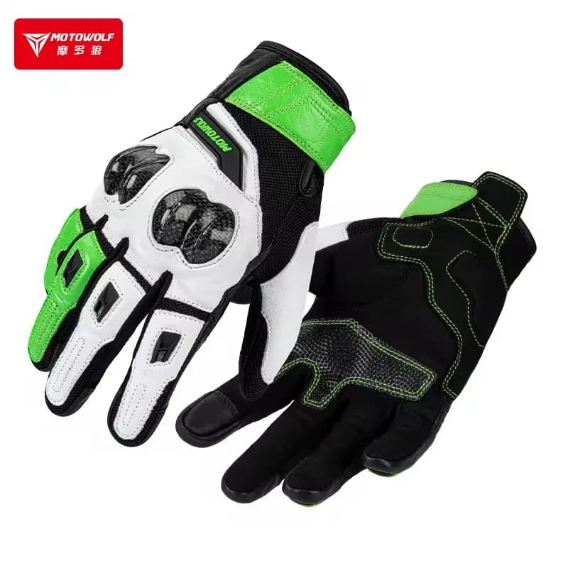 Motorcycle Gloves Black Racing Genuine Leather Motorbike Carbon Fiber Protection Riding Gloves Summer Winter