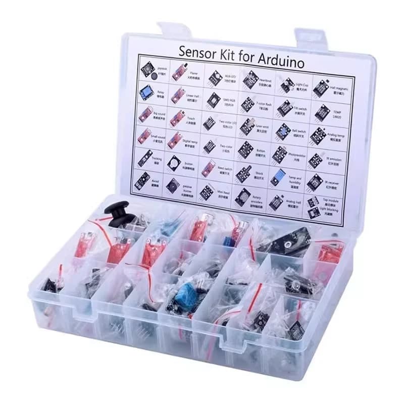 Kit Modulo Sensore 37/45 in 1, Kit di Apprendimento per Auto Robot Fai-da-Te, Compatibile con Arduino Raspberry Pi 4 3 3B+ A B