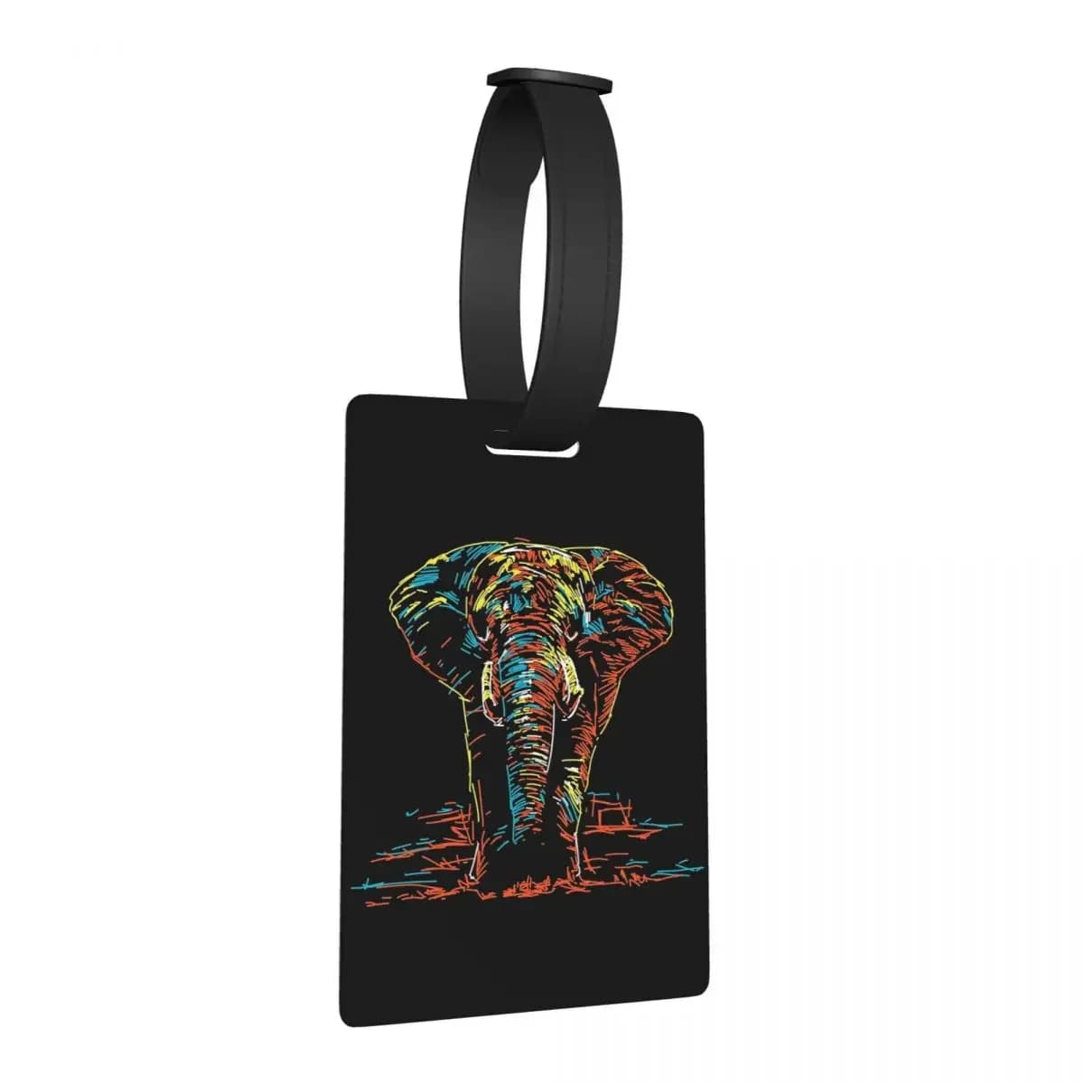 Illustrazione al neon con elefante astratto colorato Etichette per bagagli Etichetta per bagagli portatile da viaggio Etichetta per imbarco Porta etichette ID Nome Indirizzo