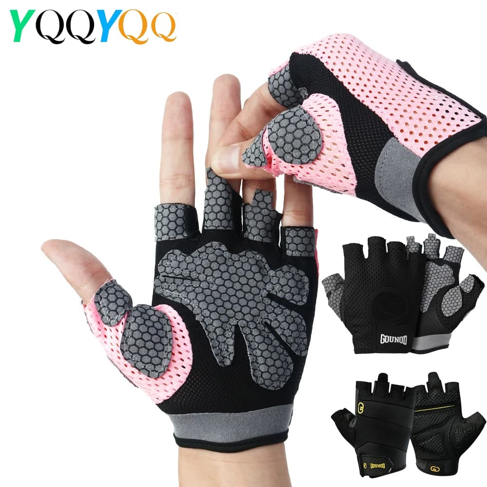 1 pair of breathable gym gloves for men and women, anti-slip training gloves for weight lifting, cycling and training