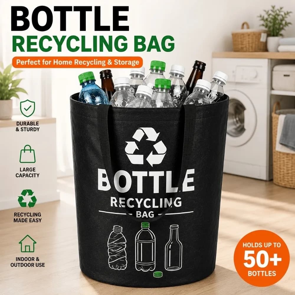 New 82L Empty Bottle Storage Basket with Handle Large Capacity Recycling Bin Foldable Garbage Bin Home
