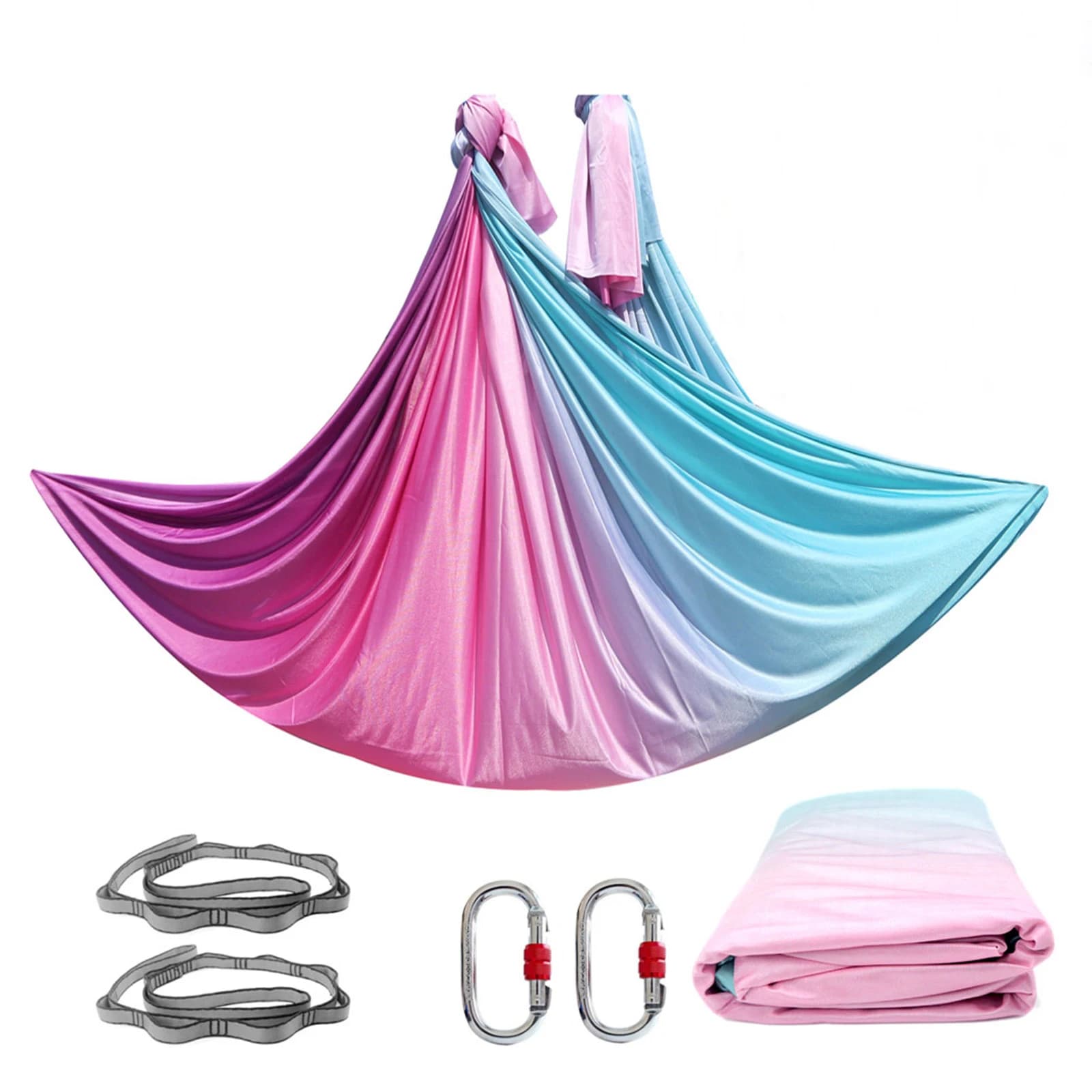 Amaca Yoga aerea Set Yoga Swing 5.5 Yards seta Fabri Fitness Pilates Include moschettoni Daisy Chain per esercizi di inversione