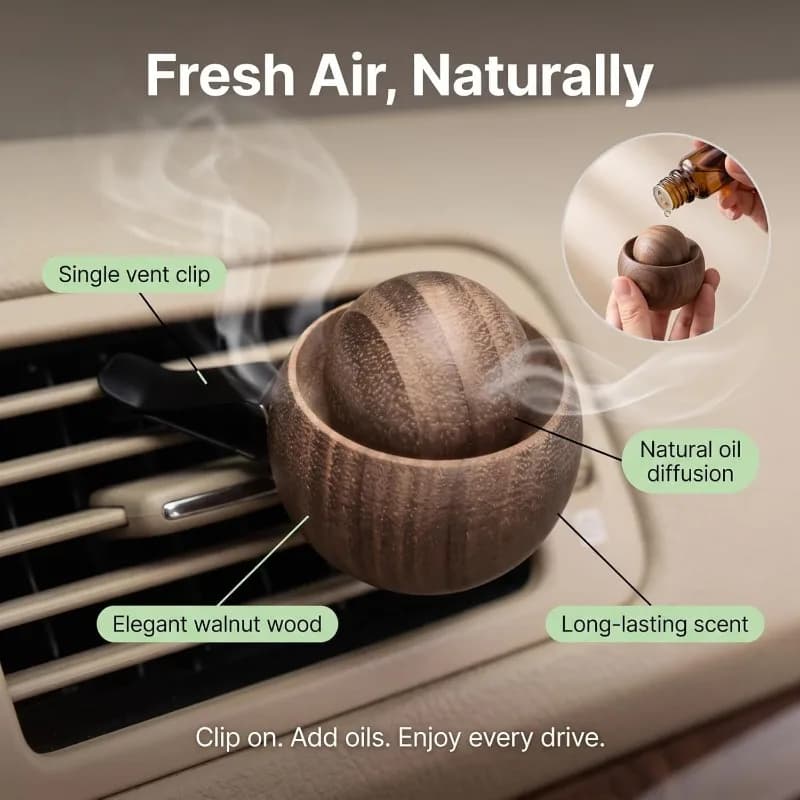 Natural Fragrance Dispersion Wooden Essential Oil Diffusers Spherical Design Decor Diffuser Car Air Freshener Car Fragrance