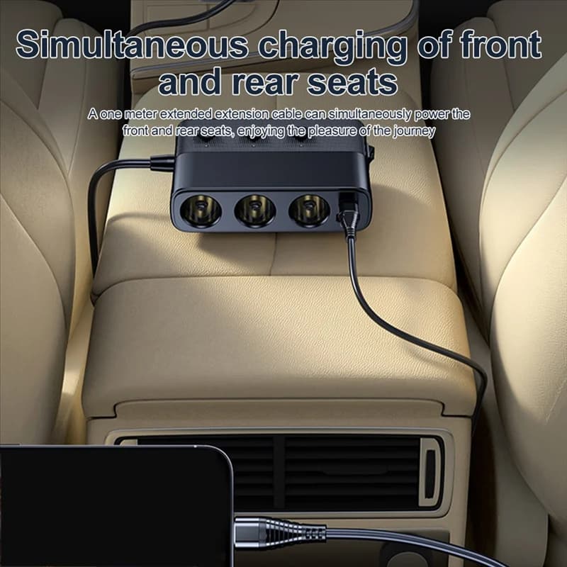 Adattatore per caricabatteria da auto APPLIA 127 W con display LED splitter per porte USB e tipo C PD QC3.0 - Modello C28
