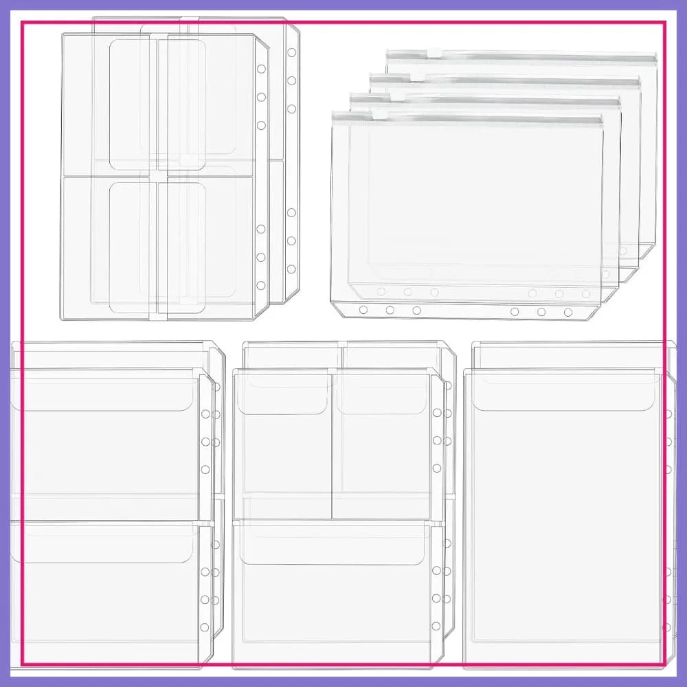 Cartelle con Cerniera Trasparenti Premium - 12 Pezzi Formato A5 con 6 Fori, Inserti per Raccoglitori, Buste Portadocumenti per Quaderni a 6 Anelli