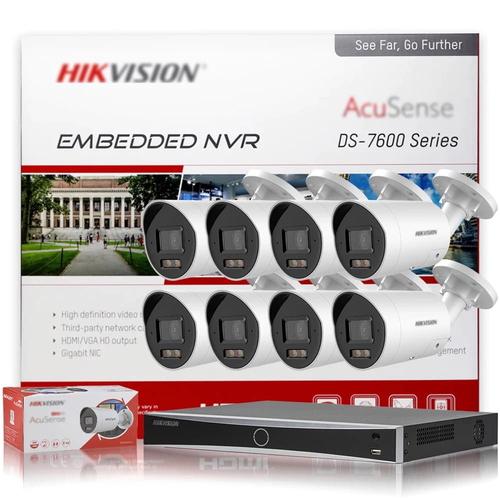 Hikvision 4K 8MP POE CCTV Security Camera System Home Video Surveillance Kit 8Ch NVR Audio Outdoor Ip Camera Hik-Connect APP VCA