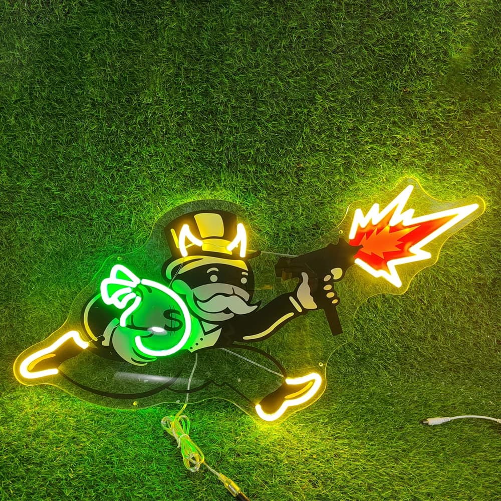 Insegna al Neon a Forma di Dollaro, Luce LED Neon per Decorazione Casa e Stanza, Insegne LED Neon Personalizzate per Negozi, Arte Murale Pop Art con Denaro