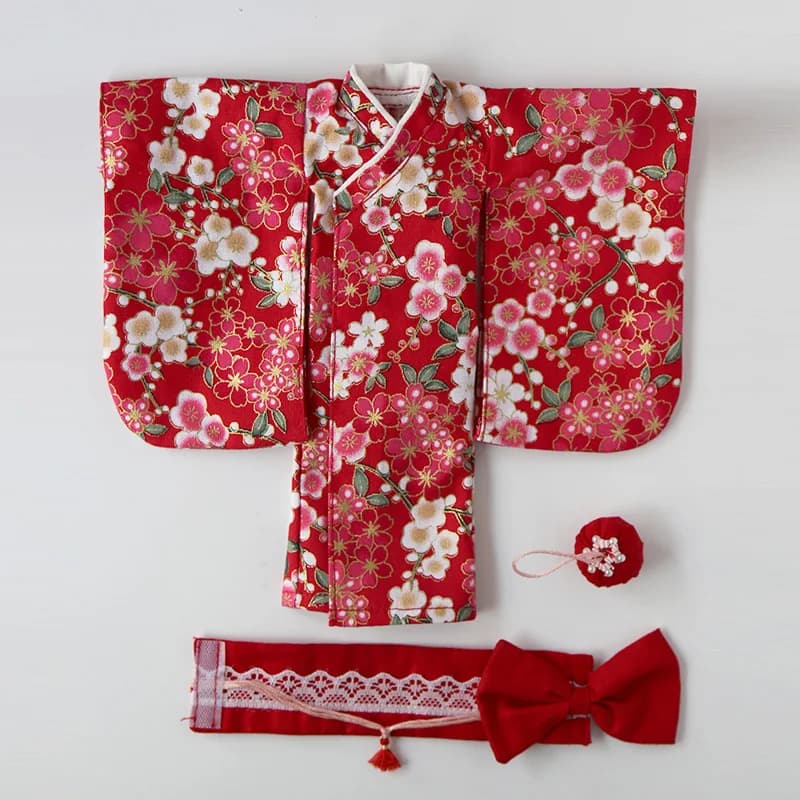 1/6 bambola Bjd Kimono vestiti gonna floreale rosa rosso accappatoio vestito bambola accessori forcina per bambola Yosd 1/6, bambola 12 Inhc 30 cm