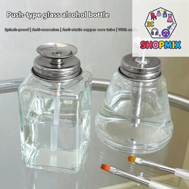 Flaconi in Vetro Ricaricabili per Conservazione Unghie, Dispenser Vuoto con Pompa a Pressione per Liquidi, Strumenti per Nail Art, Rimozione Smalto, Detergente, Trucco e Manicure