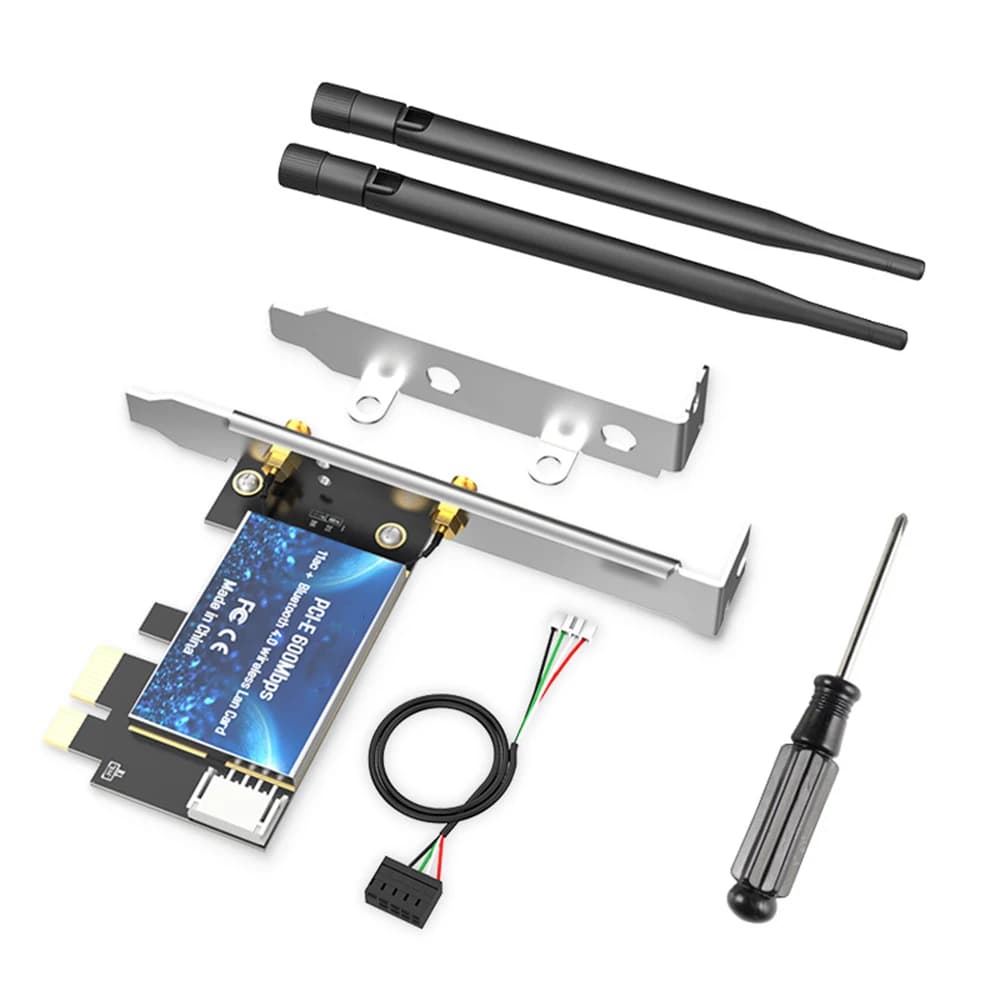 Scheda di rete WIFI wireless Dual Band 2.4G/5Ghz Adattatore WiFi wireless compatibile con Bluetooth Scheda LAN PCIE con due antenne per PC