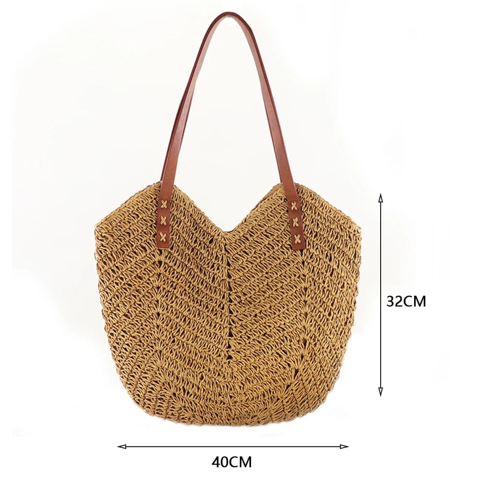 Borsa a tracolla intrecciata da donna in paglia estiva Borsa da viaggio per vacanze al mare femminile