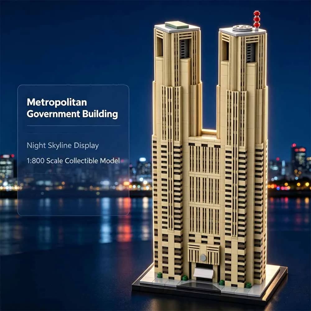 Metropolitan Government Building MOC Building Blocks Landmark Architecture Model Twin Tower Skyscraper Toy Gifts Adult 1972Pcs