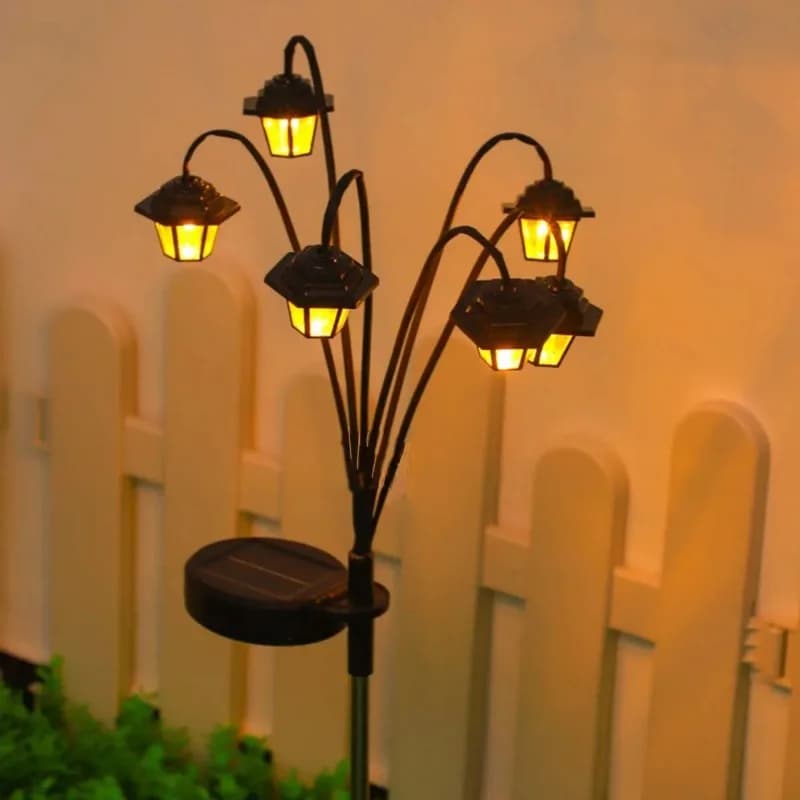1PC 6LED Lampada solare esagonale a 8 modalità per esterni, luce decorativa natalizia