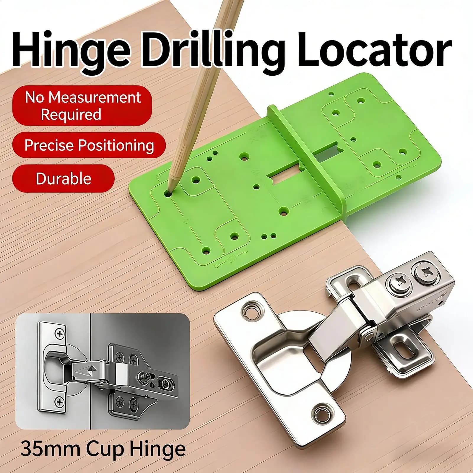 Door Jamb Hinge Jig 35mm Precision Concealed Guide Hinge Boring Jig for Woodworking Installation Cabinet Drawer Shelf Frame Hole