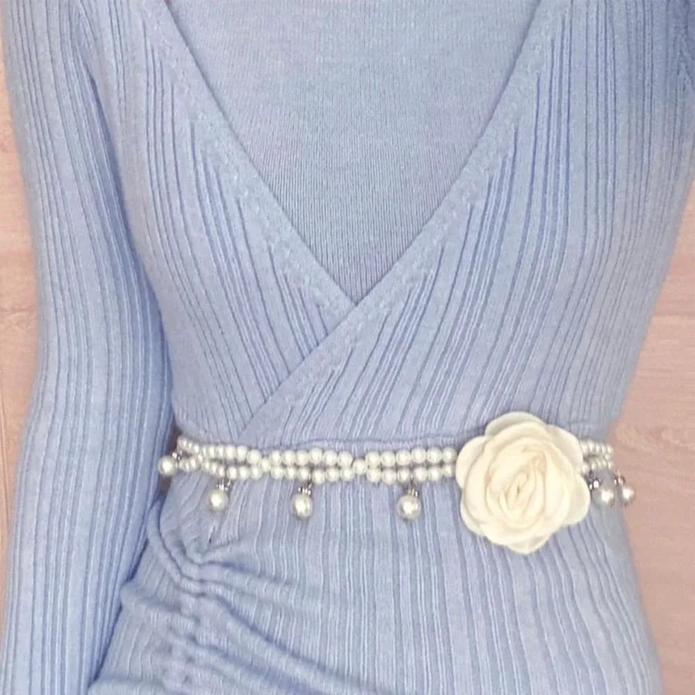 Fashion Temperament Elegant Pearl Waist Chains Versatile Waist Accessory Waist Belt Girls Dress Strap Pearl Belt Women Gift