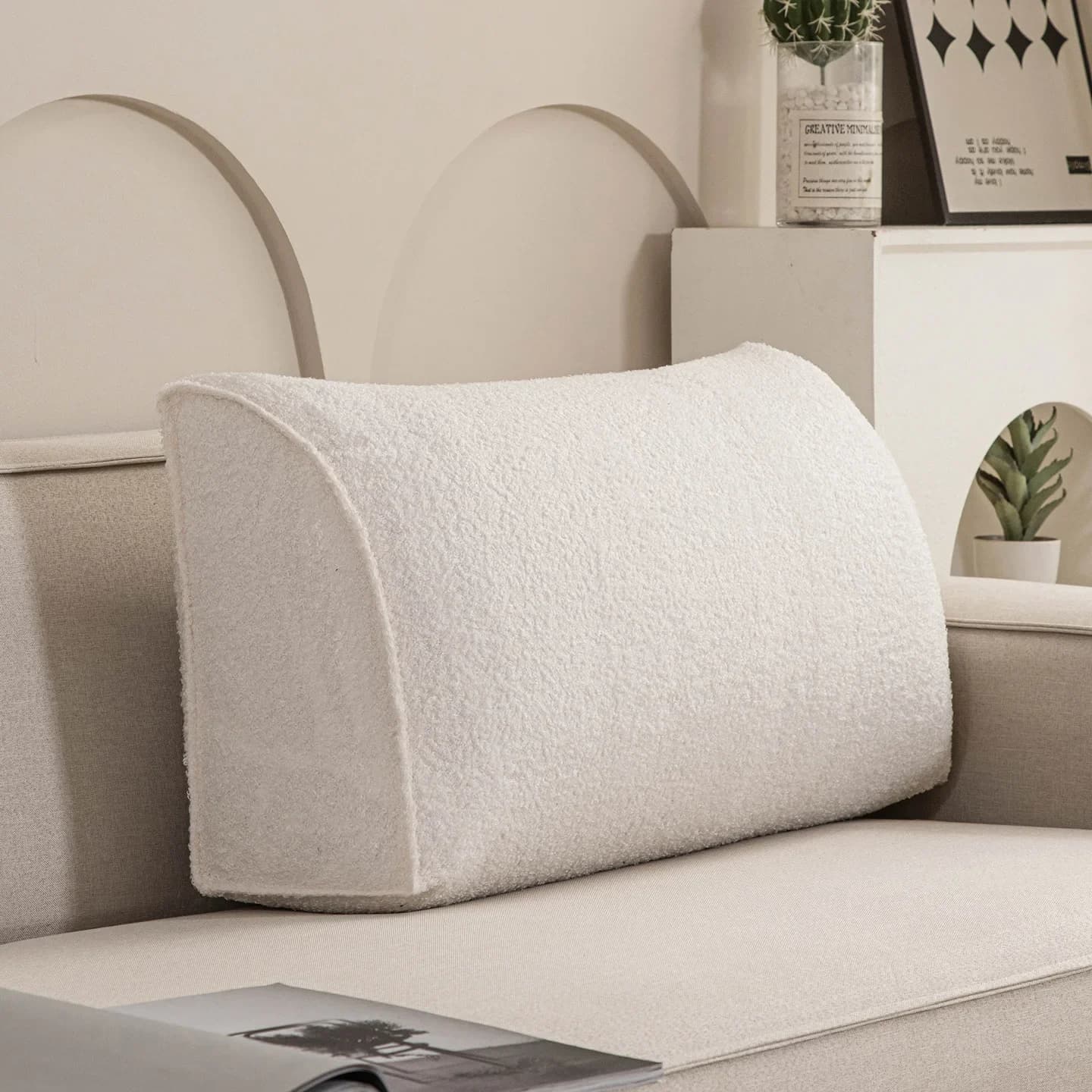 Cuscino per la schiena per sedersi nel letto Cuscino triangolare per cuneo Cuscino di supporto per la schiena per divano Fodera in velluto rimovibile Grigio per lombare