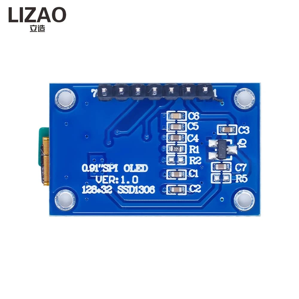 LIZAO 0.91 Inch OLED Display Module 7PIN SPI Interface 128x32 Resolution SSD1306 Driver White Blue Screen for Arduino
