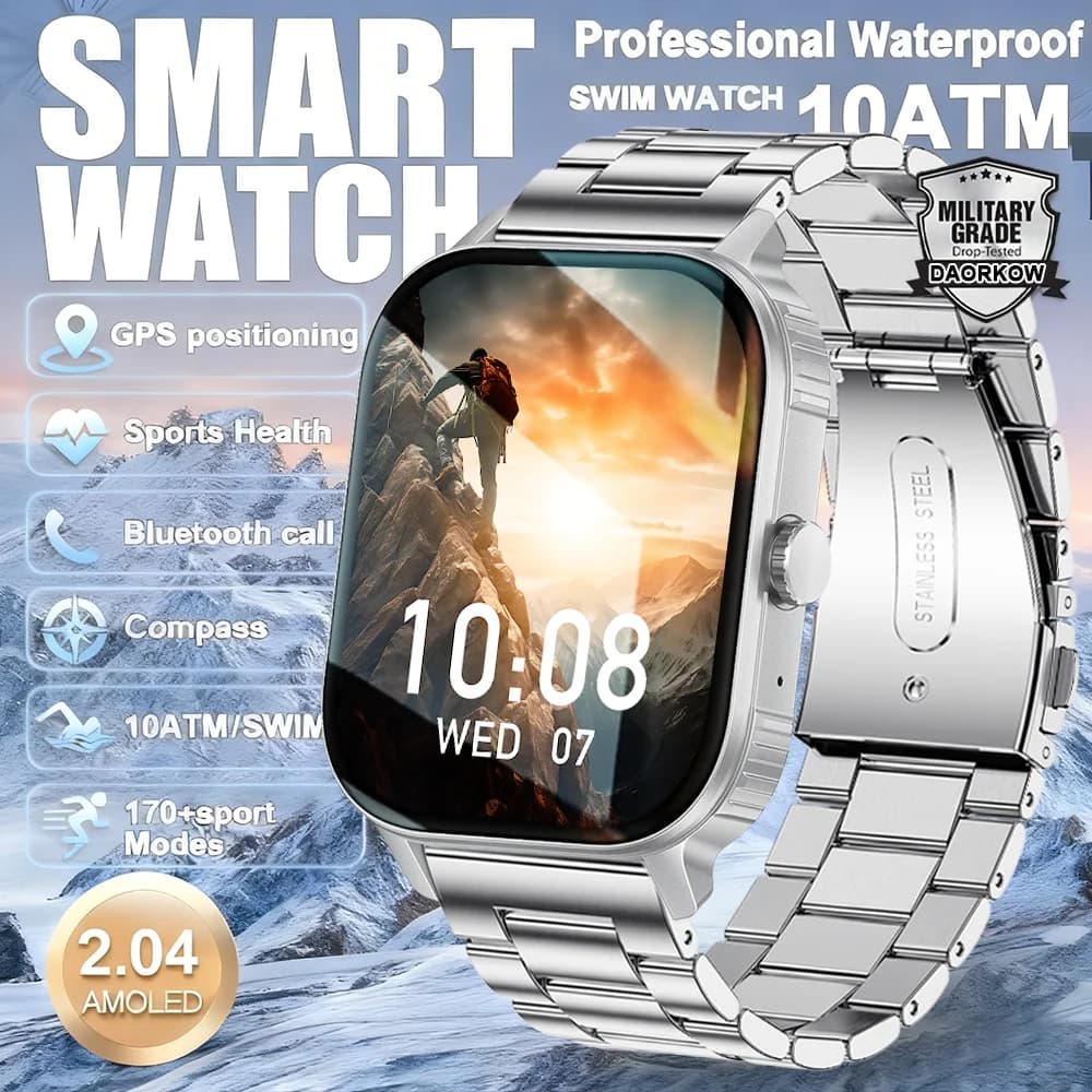 From DAORKOW Men Women 1000mAh AMOLED 100+Sport Heart Rate HD Bluetooth Call GPS Track Waterproof Smart Watch For iOS Android