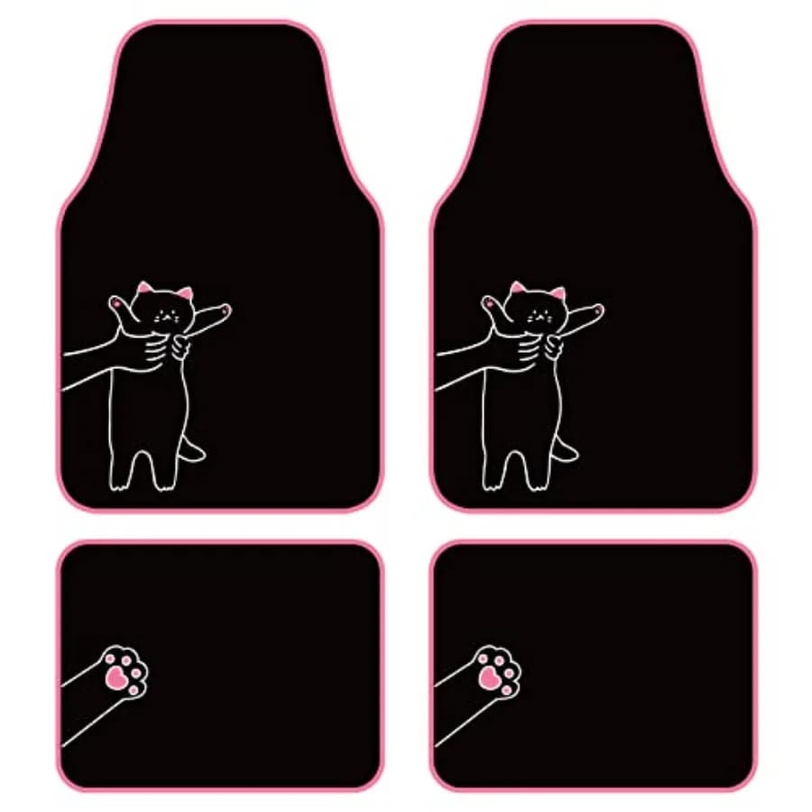 Tappetini universali per auto con motivo gatto, adatti per berlina, SUV, camion, furgoni, set di 4, colore rosa