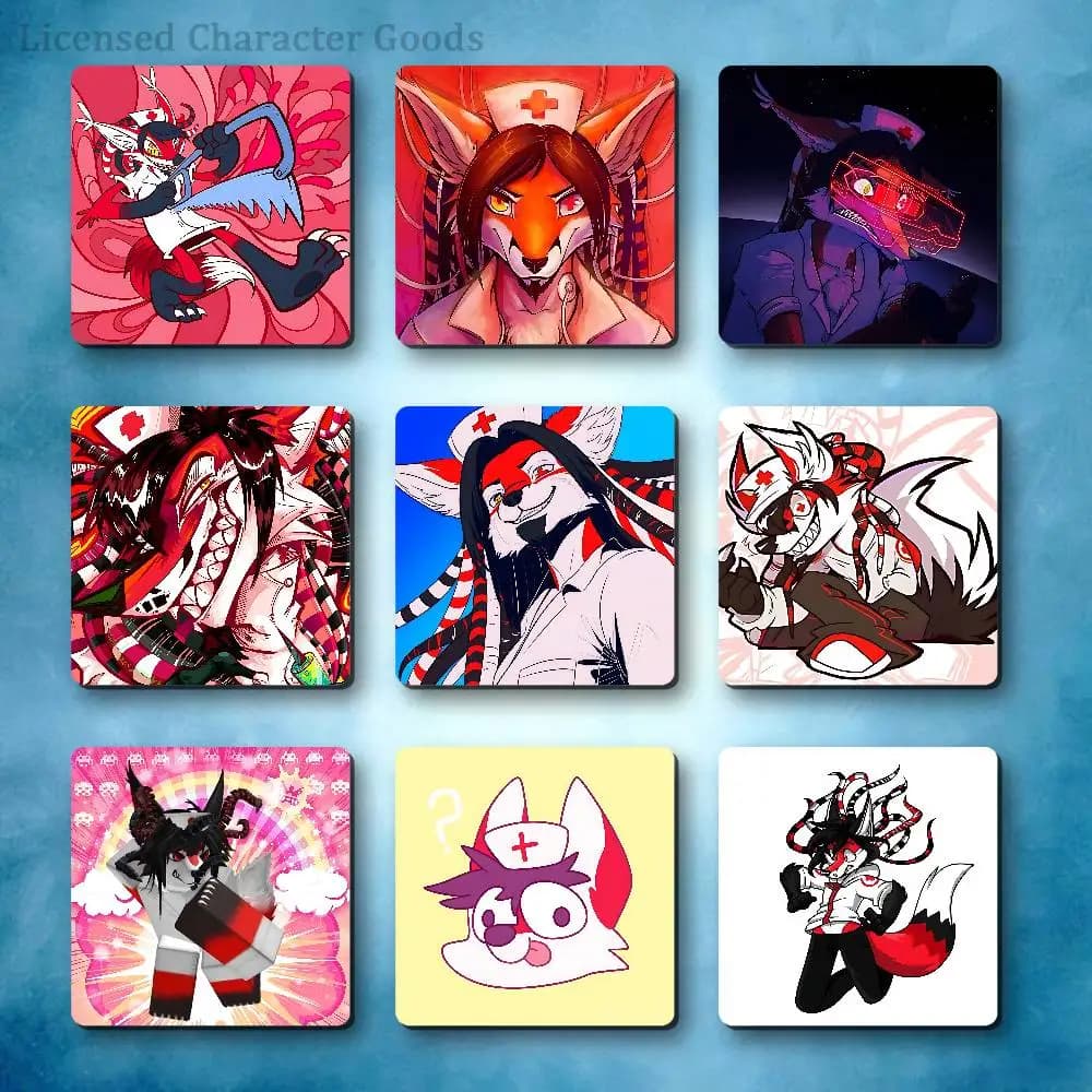 R-Renard Q-Queenston Refrigerator Magnets Square Tiles with Magnetic Sheets Printed for Decoration Collect 55mm