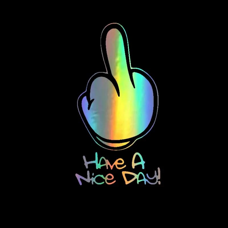 Car Styling good day! Car Stickers medium finger and funny creative decals in carbon fiber 3D, 15CM * 10CM