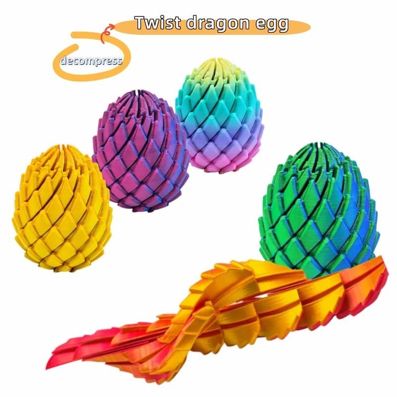 Giocattolo antistress a forma di uovo di drago intrecciato stampato in 3D, 2 pezzi, articolato, flessibile, sensoriale, per bambini e adulti