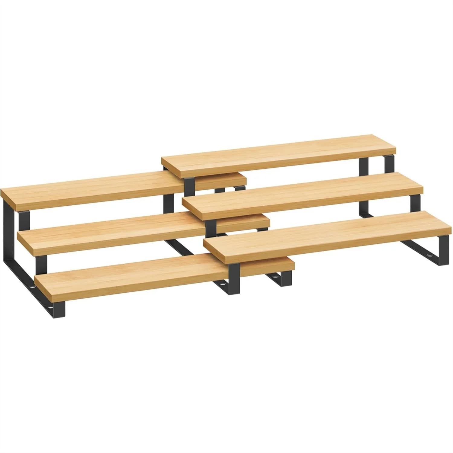 Set di 2 Espositori a 3 Livelli in Legno Ingegnerizzato per Profumi, Cupcake, Spezie, Statuette e Dessert