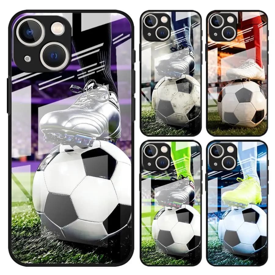 Case for iPhone 17 Pro Max XR 13 14 Air 8 15 Plus 16 12 11 Glass Phone Cover Football