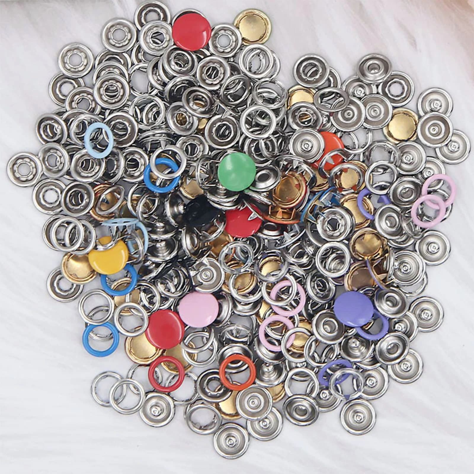 Kit da Cucito con 100 Bottoni Metallici a Pressione, Set di Chiusure a Scatto con Pinze, Kit di Attrezzi per Bottoni a Pressione per Lavorazione del Cuoio