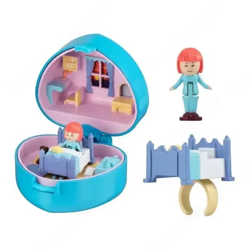 Original Bandai Polly Pocket Miniature Ring Box Gashapon Blind Box Figure Hobby Collectible Model Ornament Birthday Toy Gift