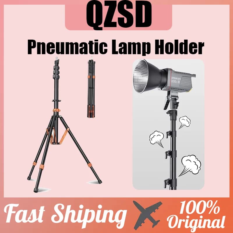 QZSD UT-328 Portalampada pneumatico da 2,75 M Treppiede portatile pieghevole per luce fotografica per luce di riempimento del telefono della fotocamera per esterni
