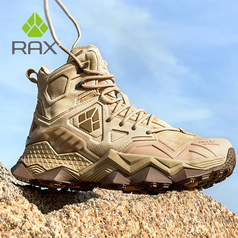 Rax Scarpe da trekking in pelle bovina da uomo Stivali da caccia da arrampicata all'aperto impermeabili Scarpe da ginnastica da trekking Stivali da deserto sportivi da wakling tattici
